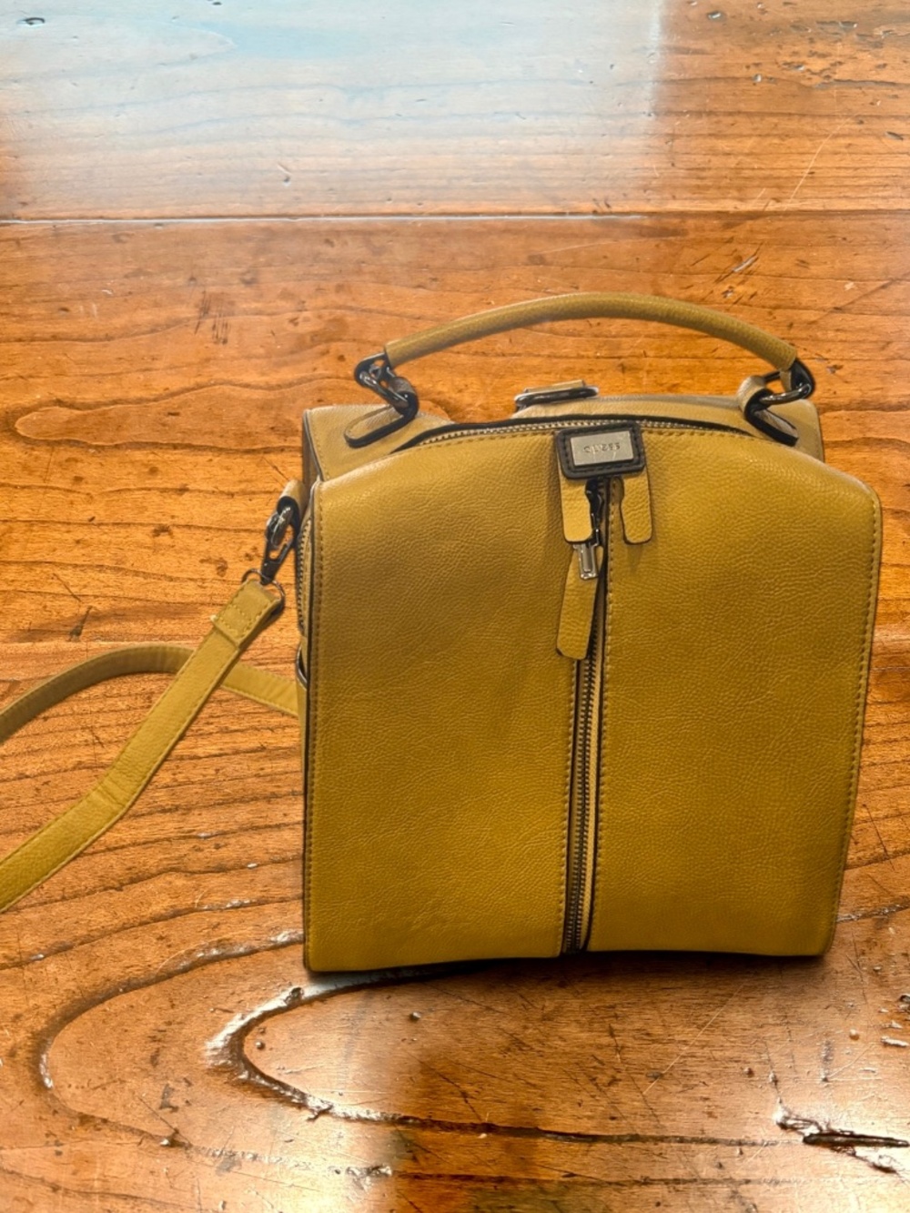 Guess Convertible Backpack Purse Orange/Tan Faux Leather NWOT
